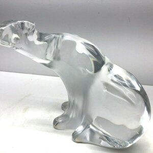 LALIQUE VINTAGE FRENCH CRYSTAL LARGE POLAR BEAR SCULPTURE #11637